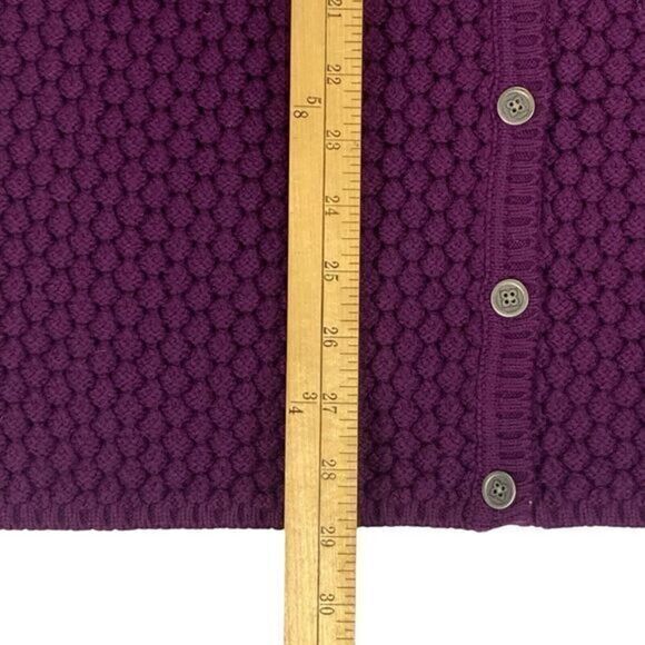 Liz Claiborne Cardigan Women XL Purple Cable Knit Chain Trim Button Down Sweater - Picture 13 of 16